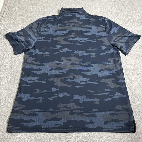 Travis Mathew Polo Shirt Mens 3XL Blue Camo Performance Golf Logo Stretch - Picture 5 of 9
